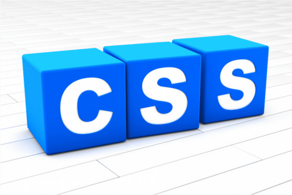 Imagem com três blocos na cor azul, formando a sigla CSS.